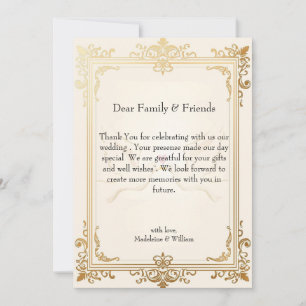 Pigeon Elegant Luxury Gold Wedding  Thank You Card