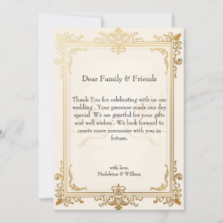 Pigeon Elegant Luxury Gold Wedding  Thank You Card