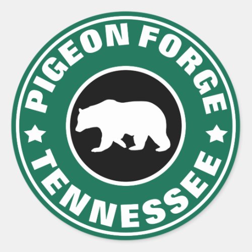 Pigeon Forge Tennessee Round Green  Black Bear Classic Round Sticker