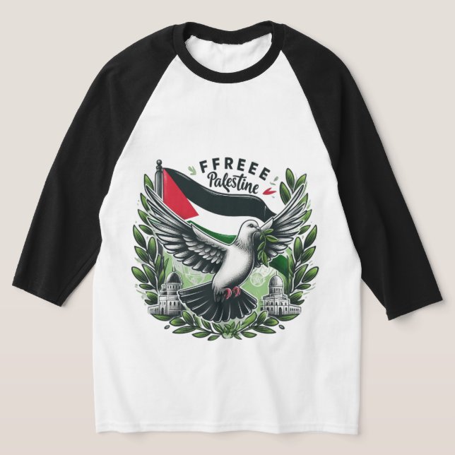 Pigeon free Palestine Flag, Save Palestinian T-Shirt (Laydown)