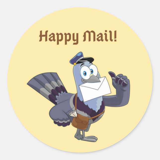 Pigeon Happy Mail Sticker & Seal (Front)