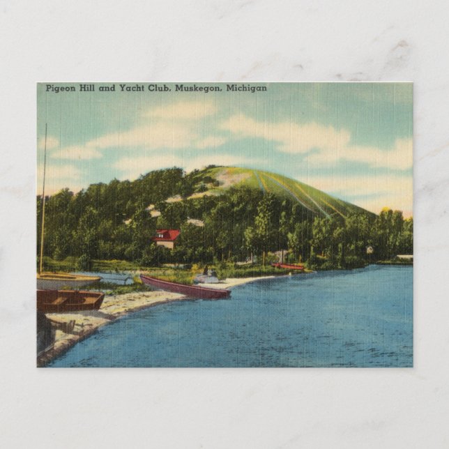 Pigeon Hill and Yacht Club, Muskegon, Michigan Postcard (Front)