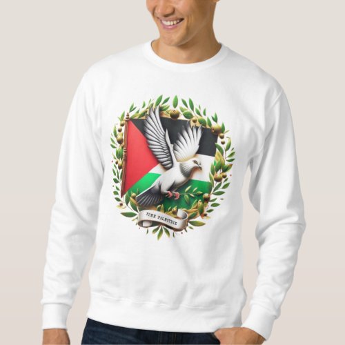 Pigeon Hold olive branch free Palestine Flag Sweatshirt