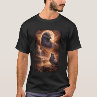 Pigeon Howling at Moon Vintage Funny Mystic T-Shirt