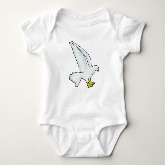 Pigeon Ice skating Ice skates Baby Bodysuit (Front)