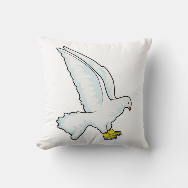 Pigeon Ice skating Ice skates Throw Pillow (Front)