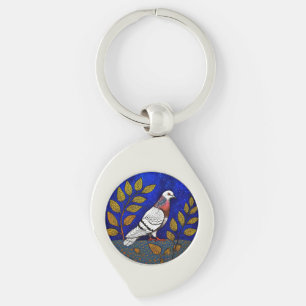 Pigeon illustration keychain