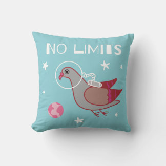 Pigeon in space No Limits Throw Pillow