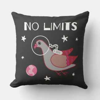 Pigeon in Space No Limits Throw Pillow