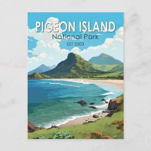Pigeon Island National Park Saint Lucia Travel Art Postcard