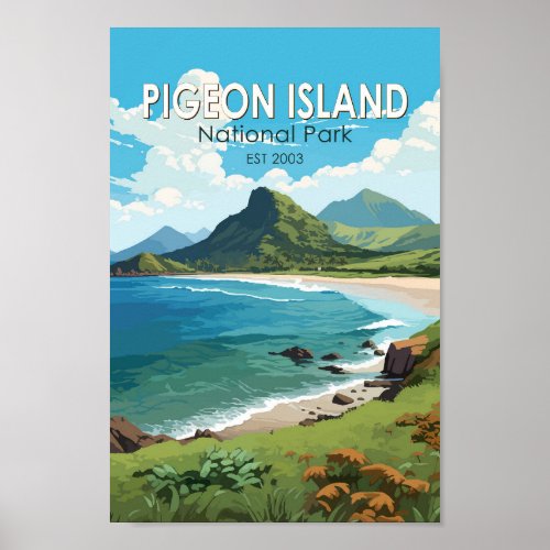 Pigeon Island National Park Saint Lucia Travel Art Poster