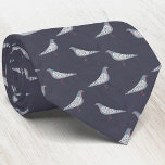 Pigeon Neck Tie<br><div class="desc">A suspicious looking pigeon pattern on a dark blue background. Perfect for bird fanciers,  pigeon racers or anyone else who loves these characterful creatures.  Original art by Nic Squirrell.</div>