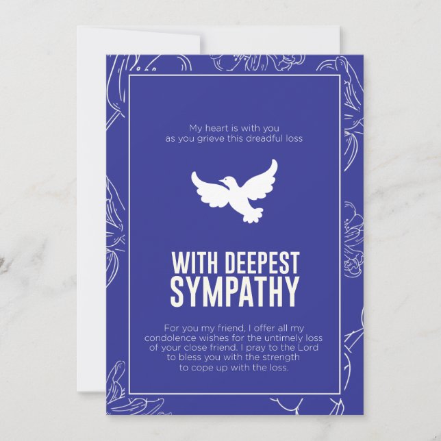 Pigeon of Remembrance Deep Blue Framed Sympathy  Invitation (Front)