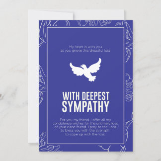 Pigeon of Remembrance Deep Blue Framed Sympathy Invitation