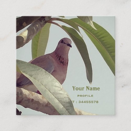 pigeon on a tree _painting square business card