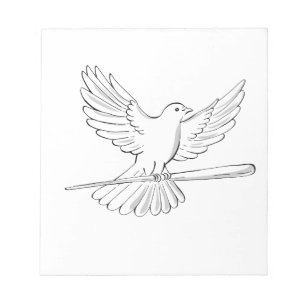 Pigeon or Dove Flying With Cane Drawing Notepad