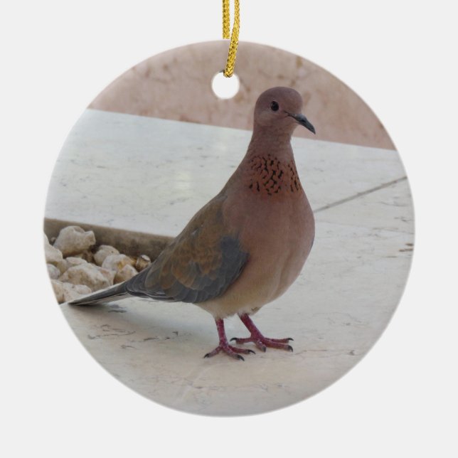 Pigeon ornament, customizable ceramic ornament (Front)