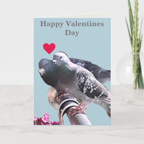 Pigeon pair and Flowers editable Valentines  Card