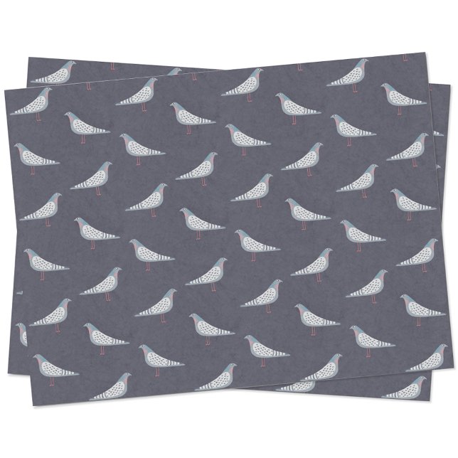 Pigeon Pattern Tissue Paper (Fun pigeon bird pattern dark tissue paper)