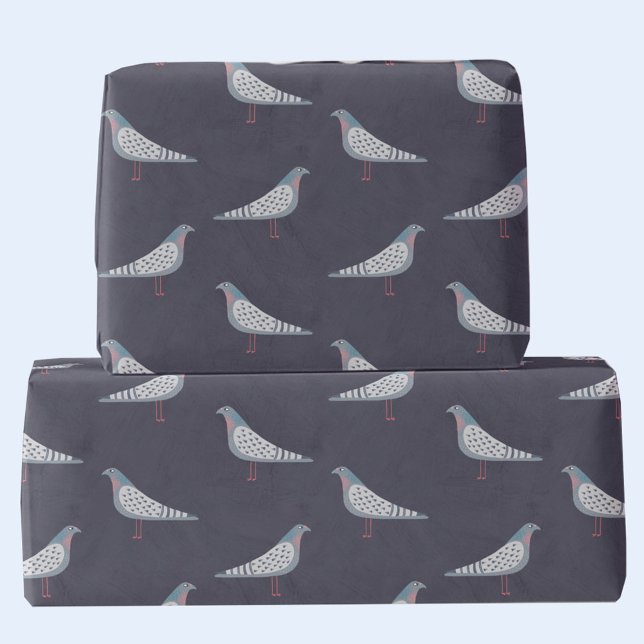 Pigeon Pattern Wrapping Paper (Fun pigeon bird pattern dark gift wrapping paper)