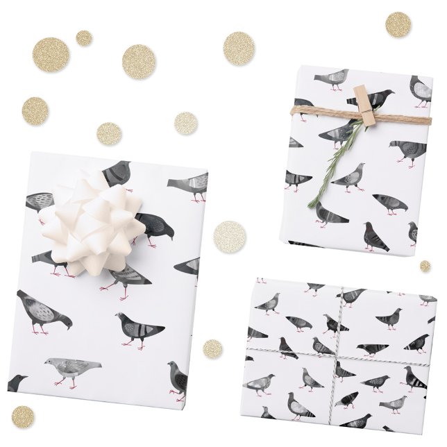 Pigeon Pattern Wrapping Paper Sheets (Fun pigeon pattern gift wrapping paper sheets)