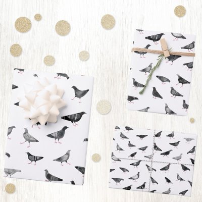 Pigeon Pattern Wrapping Paper Sheets