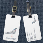 Pigeon Personalized Luggage Tag<br><div class="desc">A fun pigeon. Perfect for bird fanciers,  pigeon racers or anyone else who loves these characterful creatures.  Original art by Nic Squirrell.  Change the name and details to customize.</div>