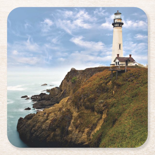 Pigeon Point Lighthouse | California Square Paper Coaster (Front)