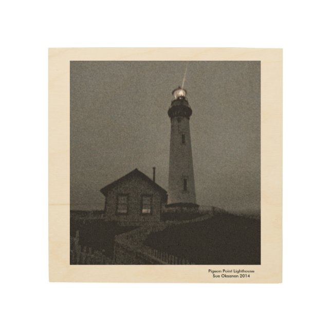 Pigeon Point Lighthouse on Wood 8X8" Wall Art (Front)