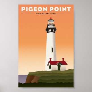 Pigeon Point Lighthouse Vintage travel poster