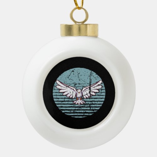 Pigeon Retro Ceramic Ball Christmas Ornament