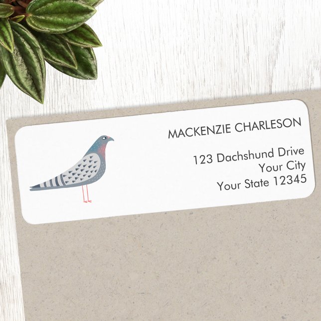 Pigeon Return Address Label (Fun homing pigeon bird themed personalized return address sticker label)