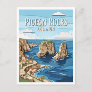 Pigeon Rocks Beirut Lebanon Postcard