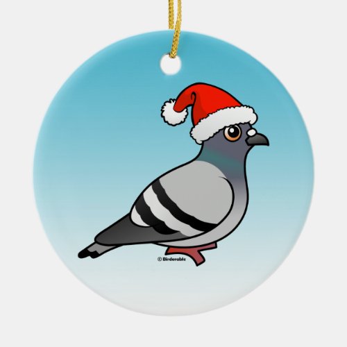 Pigeon Santa Claus Christmas Ceramic Ornament