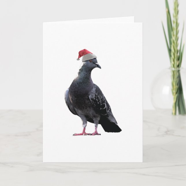 Pigeon Santa Hat Holiday Card (Front)