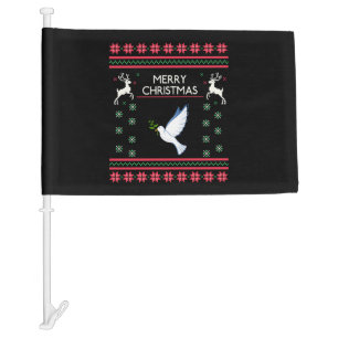 Pigeon with Christmas Bird Car Flag
