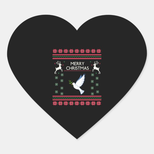 Pigeon with Christmas Bird Heart Sticker (Front)