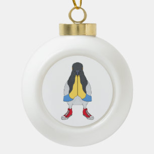 Pigeon with Shoes Ceramic Ball Christmas Ornament
