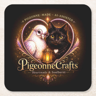 PigeonneCrafts Heartmade Square Paper Coaster