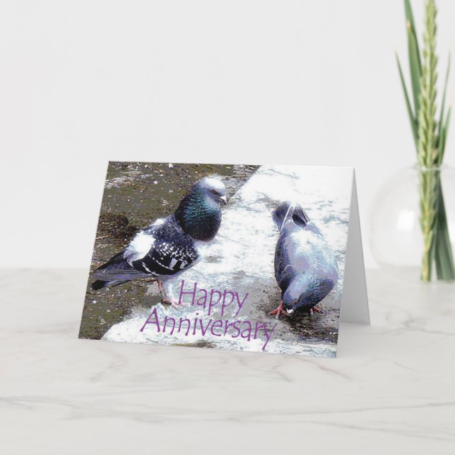 Pigeons Anniversary Card (Front)