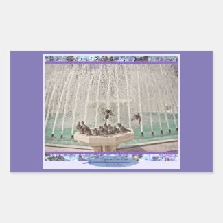 Pigeons at Fountain Rectangular Sticker