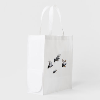 Pigeons Birds Sky Nature Peace Love Destiny Grocery Bag