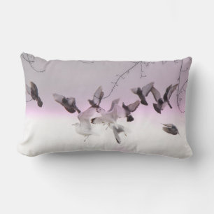 Pigeons Delight In Flight Lumbar Pillow