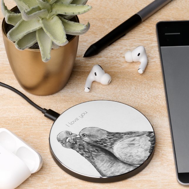 Pigeon's embrace Postcard Wireless Charger (Desk 2)