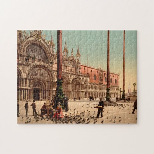Pigeons In St Marks Square Venice Italy Jigsaw Puzzle
