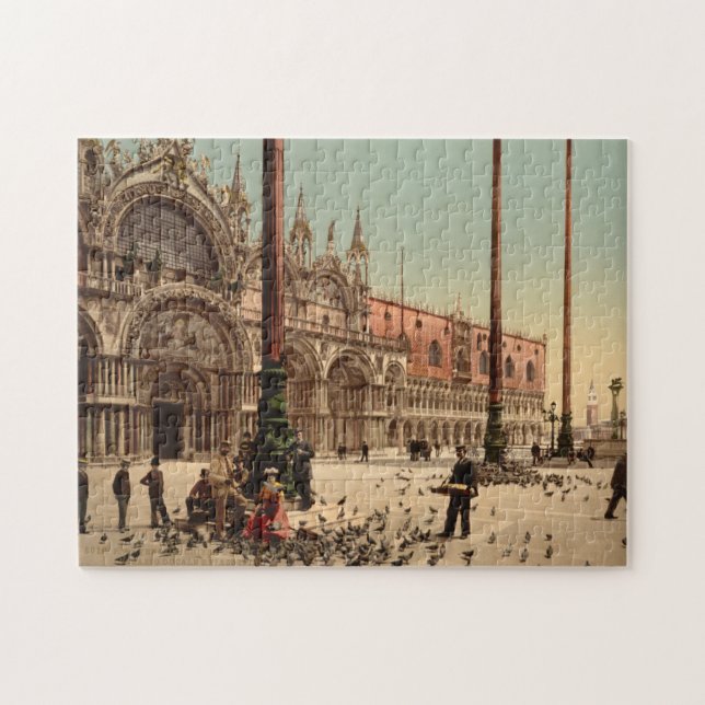 Pigeons In St. Mark's Square Venice Italy Jigsaw Puzzle (Horizontal)