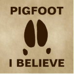 Pigfoot - I Believe Statuette<br><div class="desc">Maybe it is just a typo, or a mutant Sasquatch; or maybe some parts of the world are inhabited by another class of cryptid animals. A simple feral hog's footprint along with text reading, "PIGFOOT." Customizable text reading, "I BELIEVE" also appears. Everything is superimposed on an old paper, or parchment,...</div>