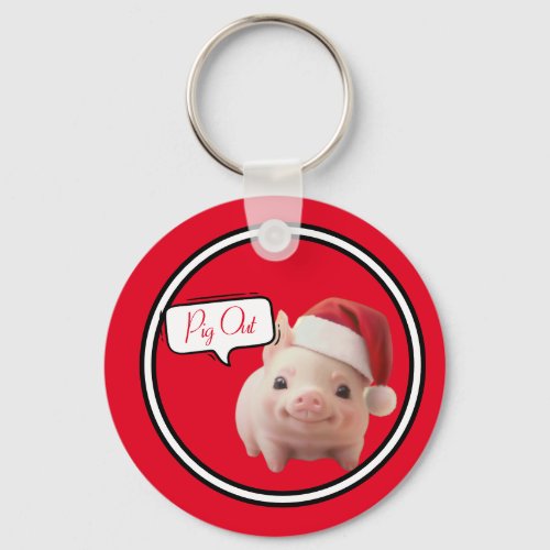 Piggin Out Holiday Keychain