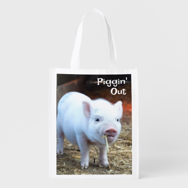 Piggin' Out/ Rooster Vibes Farm Life Grocery Bag (Front)