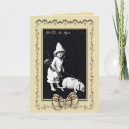 Piggy and I Vintage Photography Greetings Card